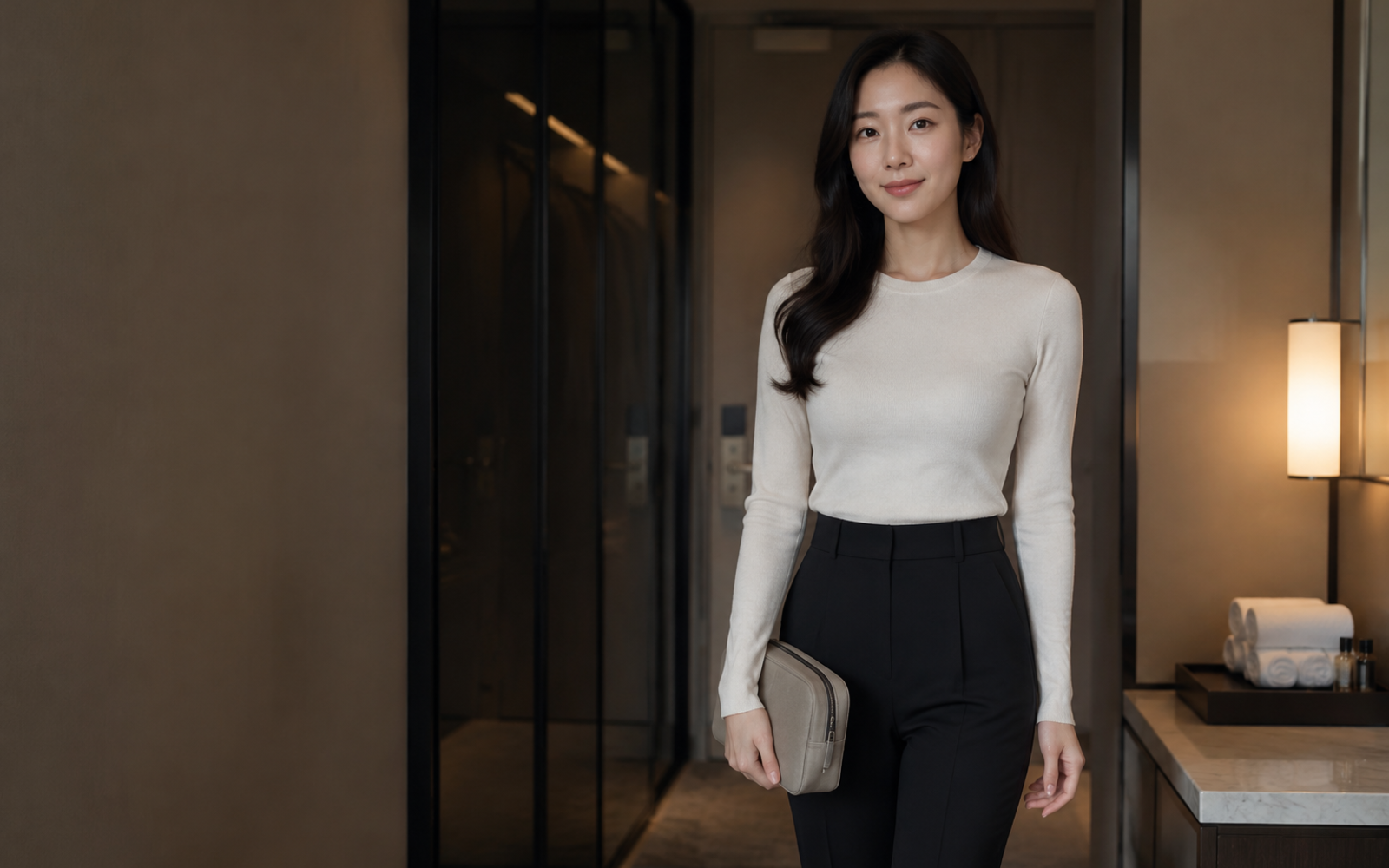 인천 연수구 방문 홈케어를 안내하는 젊은 성인 한국 여성 관리사